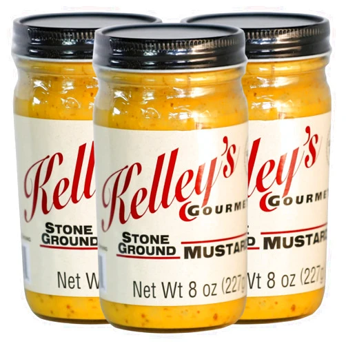 Kelley's GOURMET Stone Ground Mustard by Kelley's Gourmet -2023 Grand Champion 8.0 Ounce (Pack of 3)