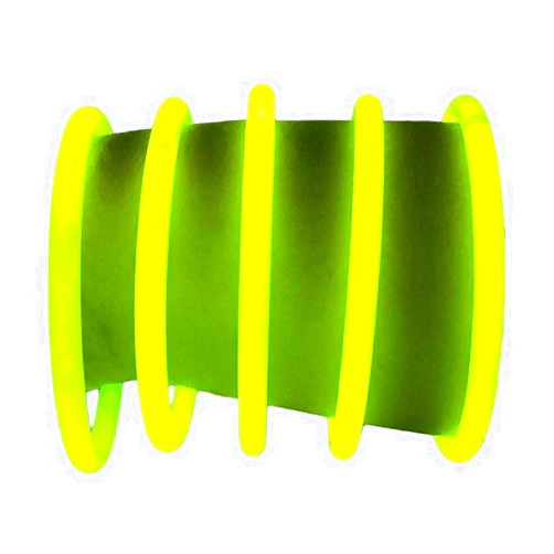 Glow With Us Glow Sticks Bracelets Bulk Wholesale, 100 8” Yellow Glow Bracelets, Bright Color, Glow 8-12 Hrs, 100 Connectors Included, Glow Party Favor Supplies, Sturdy Packaging, Great Fun.
