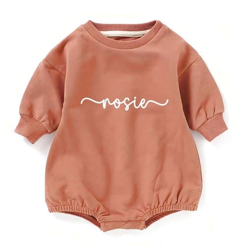 DIKILA STORE Personalized Baby Bubble Romper with Name - Unisex Baby Girl Boy Clothes - Bubble Sweater Bodysuit - Best Gift for Newborn