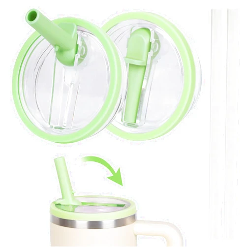 XHJH 30 oz Replacement Lid for Stanley Quencher Tumbler Flip Straw, 2 PCS Spill Proof Lid Accessories Fit for Stanley with handle, Leak-Proof Splash Resistant Replaceble Cover Cap for Stanley,(Green*2)