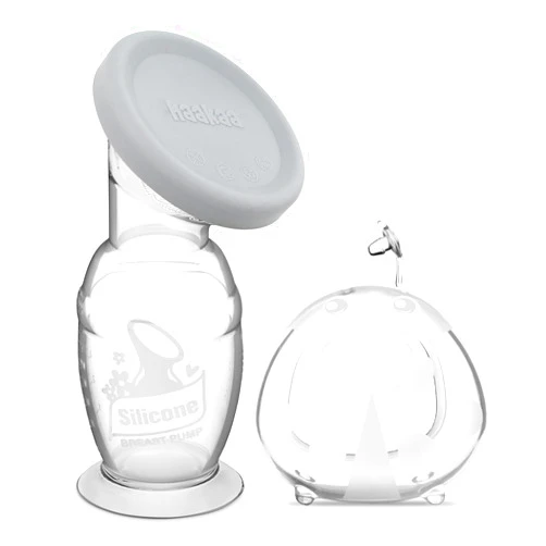 haakaa 100ml Manual Breast Pump with Leakproof Silicone Lid and 75ml Wearable Ladybug Breast Milk Collector Combo for Breastfeeding