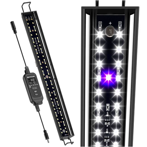 REPTITRIP 16-INCH LED UVB Light for Reptiles, LED Reptile Light Fixture Controller with Dimming and 4 UVI Modes, 14W Aluminum UVA UVB Lamp for Turtles, Snakes, and Bearded Dragons, 6500K