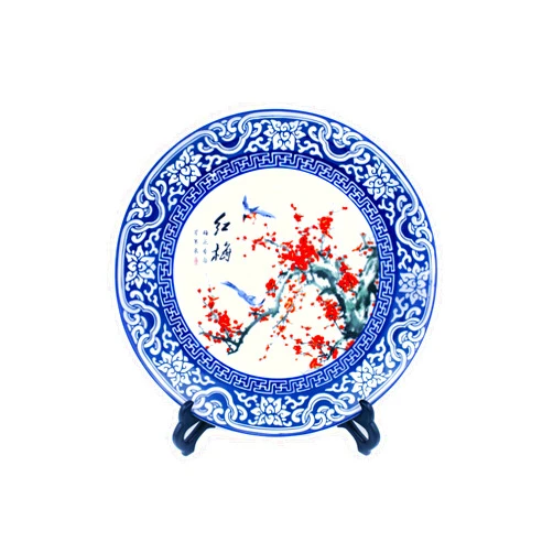 Chinalit.com Decorative Porcelain Plate (Red Plum Blossoms)