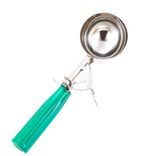 Saebye Portion Scoop - #12 (2.7 oz) - Disher Scoop, Cookie Scoop, Food Scoop, Ice Cream Soop - Portion Control - 18/8 Stainless Steel, Green Handle