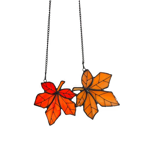 Alivagar Stained Glass Leaves Window Hangings SunCatchers Maple Leaf, 7 1/2