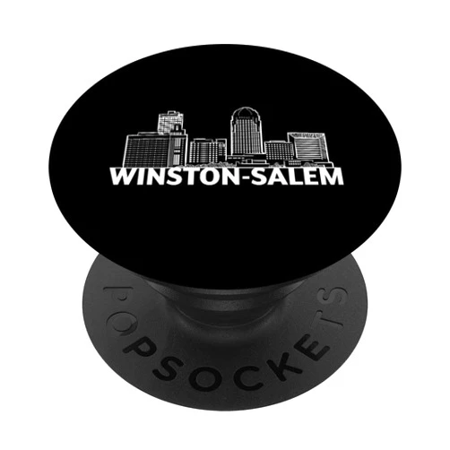 US United States City Skylines Silhouette Outline Winston-Salem North Carolina USA City Skyline Silhouette PopSockets Swappable PopGrip