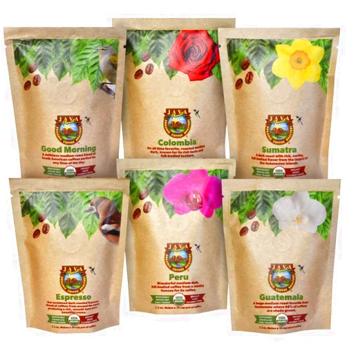 Java Planet - Coffee Beans, Organic Coffee Sampler Pack, Whole Bean Variety Pack, Arabica Gourmet Specialty Coffee, 1.32 POUNDS of coffee packaged in six 3.2 oz bags…