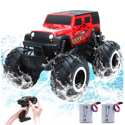 JONEALA RC Trucks 4x4 Offroad Waterproof - 2.4 GHz Amphibious Remote Control Car Toys for Boys 4-7, Remote Control Monster Truck, Beach Lake Pool Toys, Remote Control Boat Birthday Gifts for Kids