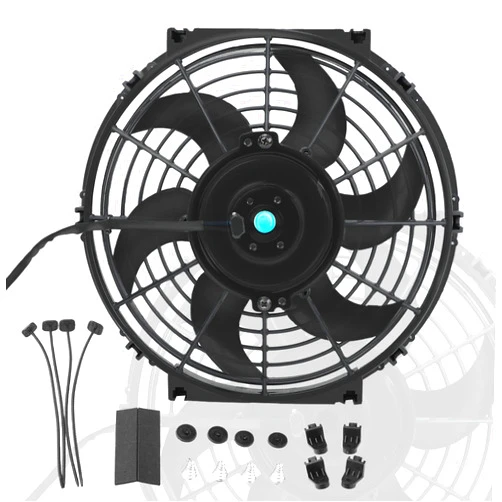 LucaSng 10'' inch Black Slim Fan Push Pull Electric Radiator Cooling 12V 80w 800 CFM Mount Kit Universal (Black)
