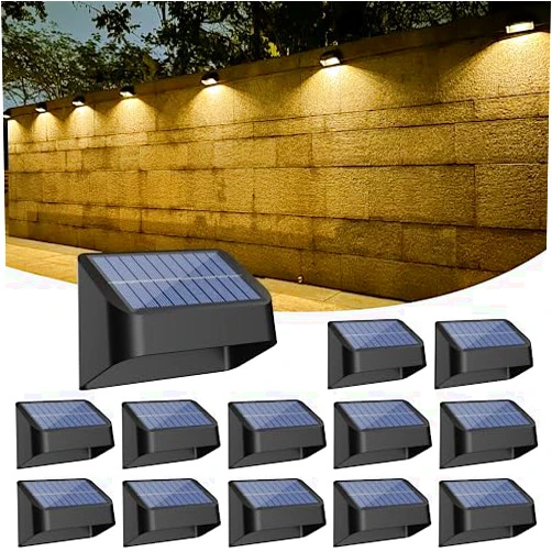 FLITI Brighter Solar Fence Lights 12 Pack, RGB 8 Colors, Dusk to Dawn Deck Light, Fence Solar Lights Outdoor IP65 Waterproof, Solar Outdoor Lights for Backyard/Railing/Wall/Step/Patio