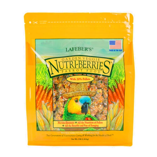 LAFEBER'S Garden Veggie Nutri-Berries Pet Bird Food, Made with Non-GMO and Human-Grade Ingredients, for Parrots, 3 lb