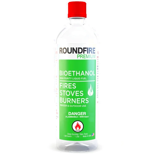 ROUNDFIRE Premium Tabletop Fireplace Fuel - 1 Liter Ethanol for Fire Pits and Table Top Fireplaces