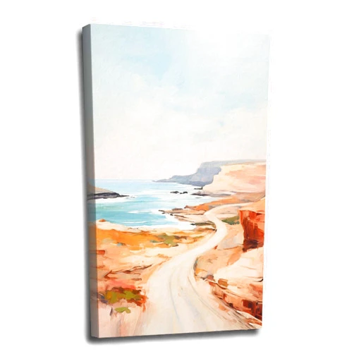 GOVWSRBJ Vintage canvas wall art coastal road painting abstract pastel aesthetic wall art aesthetic preppy minimalist watercolor art wall decor print farmhouse living room bedroom kitchen office decor poster