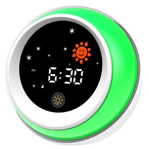 DINVEL Kids Alarm Clock, Ok to Wake clock, Red Light Green Light alarm clock for Clock sleep training, with sun and star design, built-in sound machine, night light, nap timer,specially designed for children