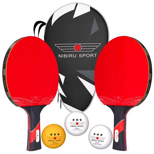 NIBIRU SPORT Ping Pong Paddles Set of 2 - Premium Table Tennis Paddles Kit with 2 Rackets, 3 Balls & Portable Case - Pingpong Paddles & Accessories, Outdoor Or Indoor Play