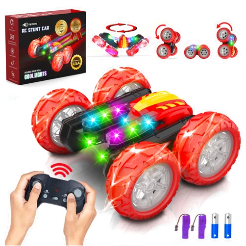 TETON ELECTRONICS RC Car Stunt Car Marvel Avengers Iron Man Inspired 360° Rolling Remote Control Monster Truck Toys All Terrain 4WD RC Car with Lights, Rechargeable Big Wheels