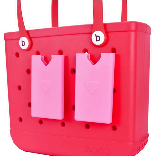 Angilifan Phone Holder Charm Accessory Compatible with Bogg Bags, Leaving Your Phone and Wallet Free and Within Reach on Your Handheld Beach Bag（Pink-for Bogg, 2Pcs）