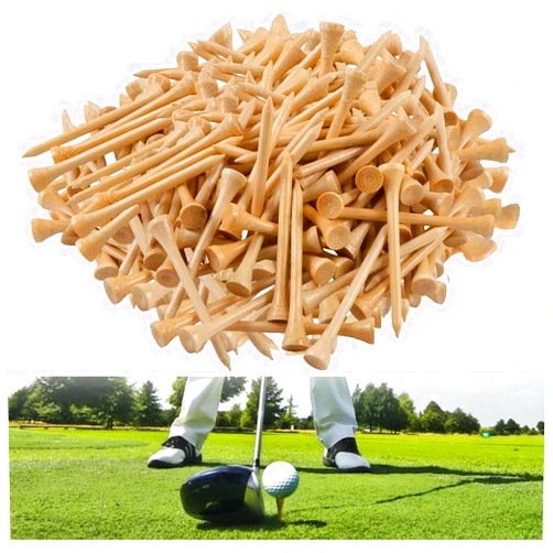 KLLsmDesign 1000pcs Per Pack Natural Bamboo Golf Tees, 2.75 Inch (7cm) Length, PGA Approved for Professional Player or Beginner's Trainning. Stronger Than Wood, No Side Spin Friction.