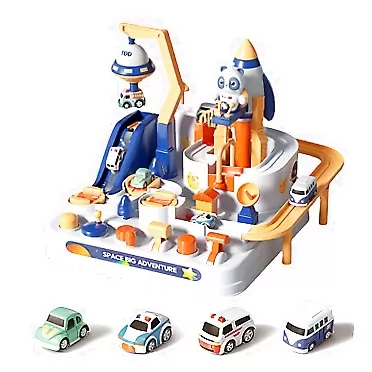 TUKALOOK Toys for 3-7 Year Old Boys Girls,Space Big Adventure Break Through Level Game,Inertia Puzzle Rail Car,Rescue Car Games Magnet Toys,Preschool Educational Car Toys,Birthday Gifts for Toddlers
