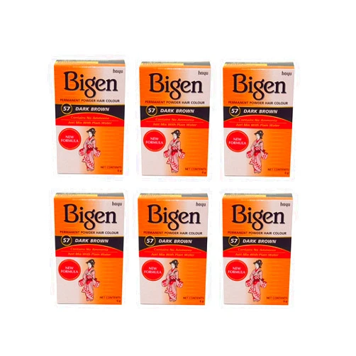 Bigen Powder Hair Color #57 Dark Brown 0.21 oz. (Pack of 6)