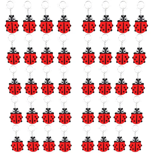 Elecrainbow 40 Pack Ladybug Keyring Pack Party Favor for Ladybug Lover, My Little Ladybug Themed Party, Baby Shower, Birthday