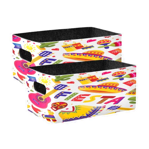 xigua Cinco De Mayo Storage Bins Set of 2,Collapsible Storage Cube Home Decor Storage Baskets Organizer for Toys Books Shelves Closet Laundry Nursery