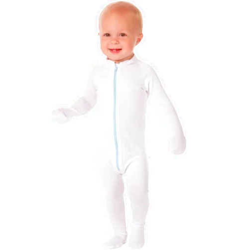Wrap-E-Soothe Eczema Clothing for Toddlers - White Long Sleeve Bodysuit for Young Kids - Itch Relief, Ultra-Soft, No Zinc or Dyes (6-9 Months)