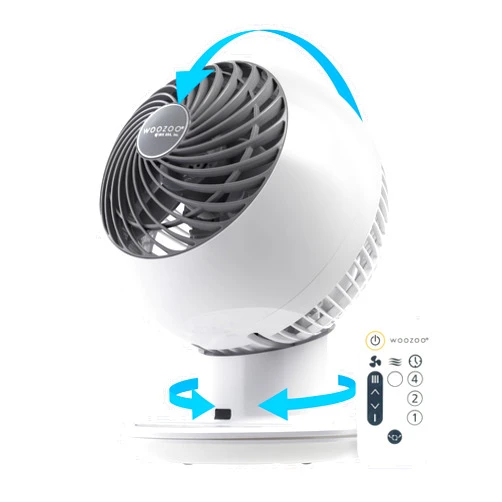 IRIS USA WOOZOO Fan with Remote, Oscillating Fan, Desk Fan, Table Air Circulator, Globe Fan, 5 Speeds, 82ft Max Air Distance, 90° Adjustable Tilt, 30 db Low Noise, New 2023 Model