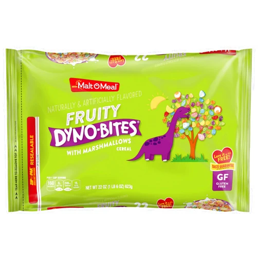 Malt-O-Meal Fruity Dyno Bites Cereal with Marshmallows, Gluten Free Breakfast Cereal, Marshmallow Cereal with Fun Fruity Flavor, 22 OZ Resealable Cereal Bag
