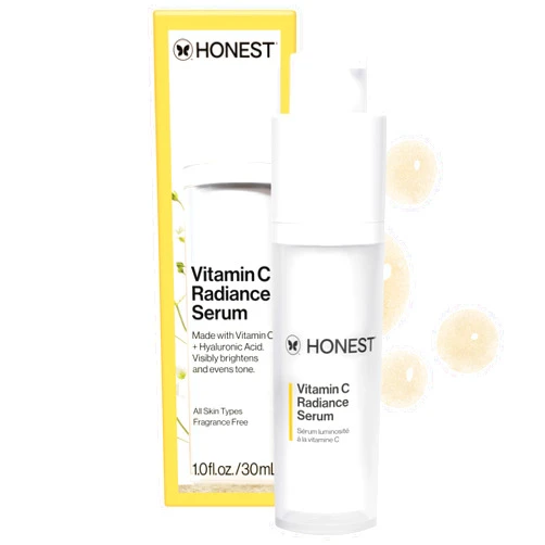 Honest Beauty Vitamin C Radiance Brightening Serum | Improves Skin Tone + Complexion | Vitamin C, Pearl, Hyaluronic Acid | EWG Verified + Cruelty Free | 1 fl oz