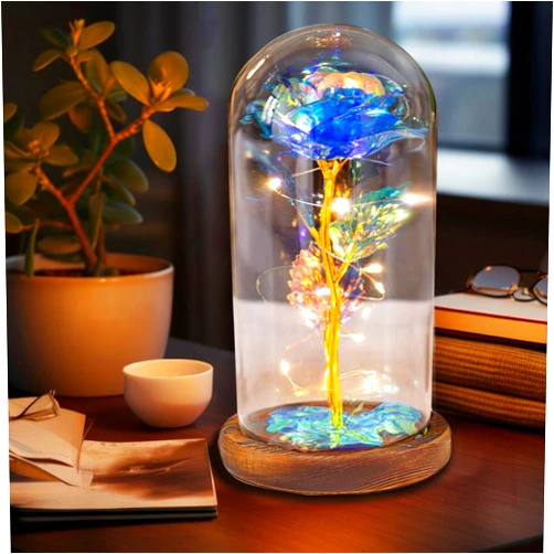 HKKYO Birthday Gifts for Women, Mothers Day Rose Gifts for Mom, Flowers Gifts for Mom, Womens Glass Rose Gifts, Forever Rose for Women, Light Up Rose Flowers in Glass for Her, Grandma, Wife, Girls