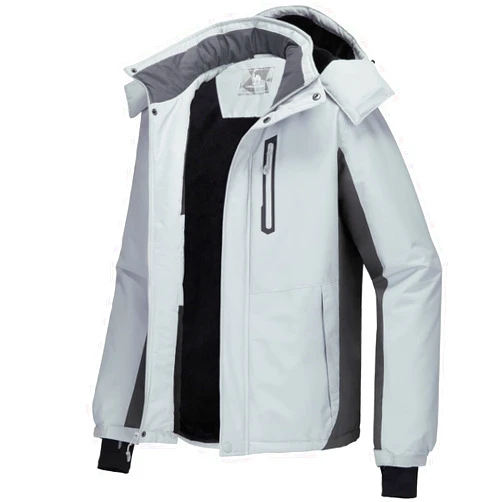 CAMEL CROWN Men's Mountain Snow Waterproof Ski Jacket Detachable Hood Windproof Fleece Parka Rain Jacket Winter Coat