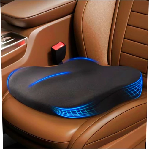 UVCMDUI Wedge Car Seat Cushions for Driving, Adult Booster Seat Cushion for Car Truck Driver, 3.9 Inches Support Memory Foam Butt Cushion for Office Chair Wheelchair Home, Cloth Black
