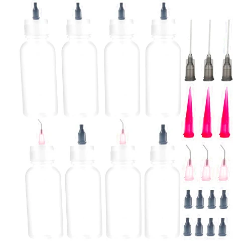 KIGITIK 8 Pcs 50ml Precision Tip Applicator Bottle, Needle Tip Squeeze Bottle, Glue Squeeze Bottle,Glue Applicator Bottles, for Paint Quilling Craft and ink, Oil