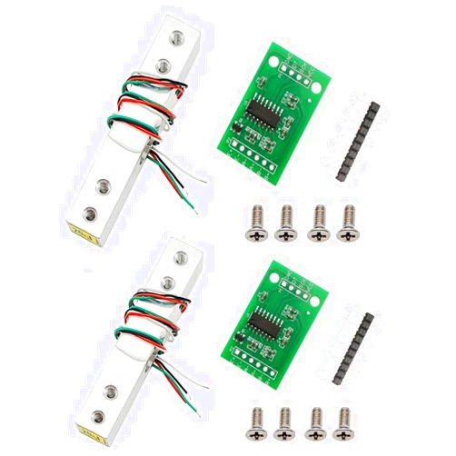 SazkJere 2 Sets Digital Load Cell Weight Sensor with Screws + HX711 AD Module Weighing Sensor for DIY Portable Electronic Kitchen Scale Kit Compatible Arduino (1kg (2.2lb))