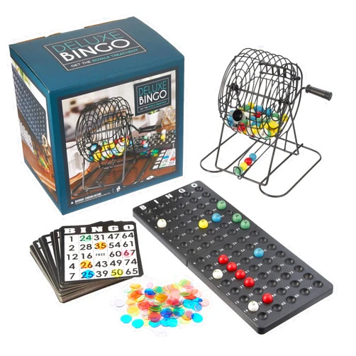 Royal Bingo Supplies Deluxe Bingo Game + Free Expansion Set 50 Premium Cards, 300 Vibrant Chips, 75 Calling Balls, 6” Bingo Cage - Premium Bingo Set for Large Groups and Parties