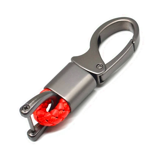 EYANBIS Car Key Fob Keychains Leather Holder Key Chain Sturdy Metal with D-Ring for Men and Women, 1 Pack Red, 360 Degree Rotatable, with Screwdriver