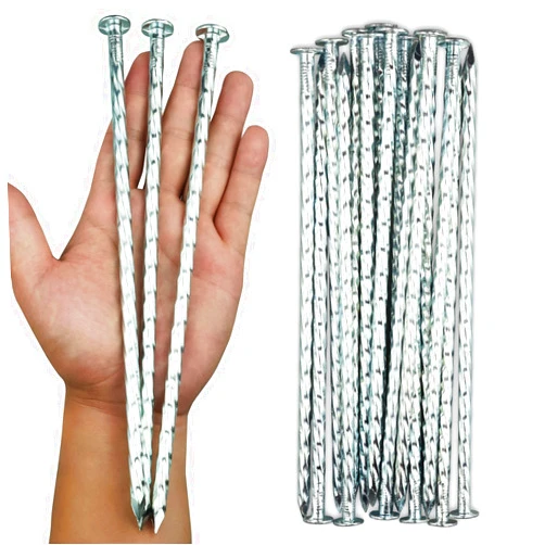 EISENSP 50-Pcs Galvanized Landscape Stakes, 10-Inch Length, 0.7 Inch Extra Large Top, Spiral Metal Anchoring Spikes, for Paver Edging, Weed Barrier, Camping, More