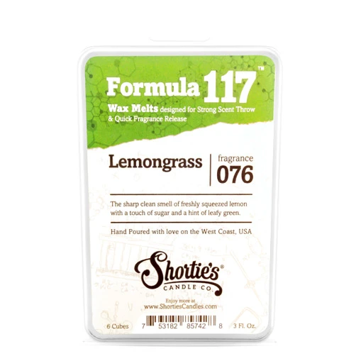Shortie's Candle Company Lemongrass Wax Melts - Formula 117-1 Highly Scented 3 Oz. Bar - Made with Natural Oils - Fresh & Clean Air Freshener Cubes Collection