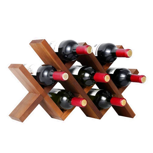 WELLAND Wood Countertop Wine Rack, Rustic Tabletop Wine Holder, 7 Bottle Wine Holder, Minimal Assembly Required | 21.25