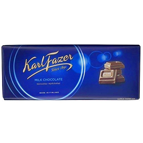 Karl Fazer Blue Original Finnish Milk Chocolate Bar, 200g, Made in Finland