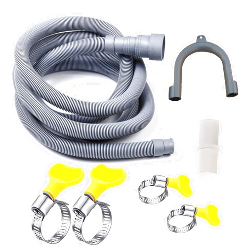 HLMOptimo 10 Feet Universal Washing Machine Drain Hose Flexible Dishwasher Drain Hose Extension Kits Corrugated Washer Hose w/ 1 Adapter 4 Hose Clamps 1 U-Bend Hose Holder