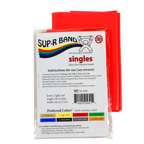 CanDo 10-6302 Sup-R Latex Free Exercise Band, 5' Length, Light, Red-Light