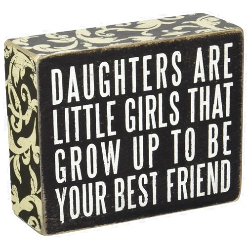 Primitives by Kathy 21515 Floral-Trimmed Box Sign, 5 x 4-Inches, Daughters are