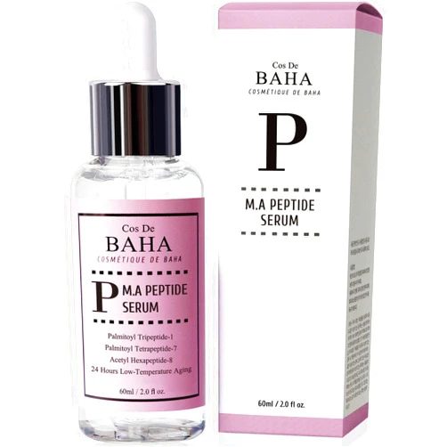 Cos De BAHA Peptide Complex Facial Serum with Matrixyl 3000 & Argireline for Face/Neck - Deep Wrinkles, Heals and Repairs Skin for Face, 2 Fl Oz (60ml)