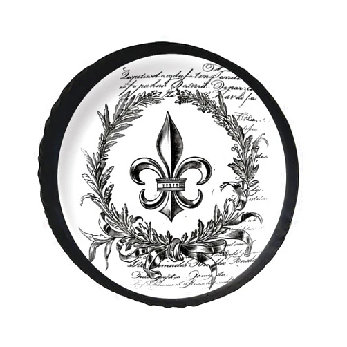 CNEOHJOEY Retro Letter Paper Iris Tire Covers Wheel Cover Protectors Waterproof Spare Tire Cover Universal Fit RV SUV Truck Travel Trailer Accessories Leather