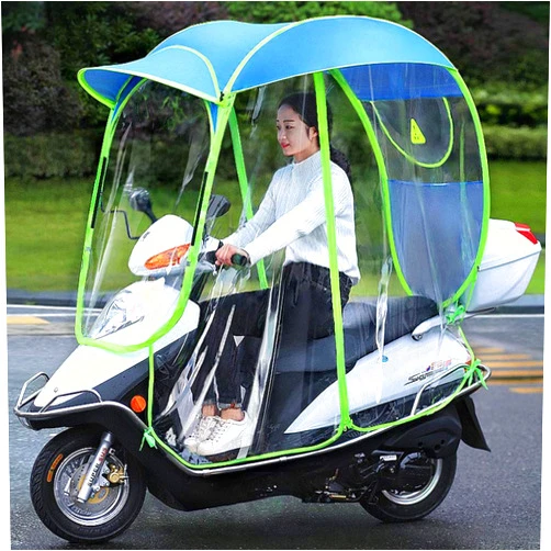 KTTR Motorcycle Umbrella Cover - Waterproof Scooter Canopy with Sun & Rain Protection, Universal Fit for Electric Bikes