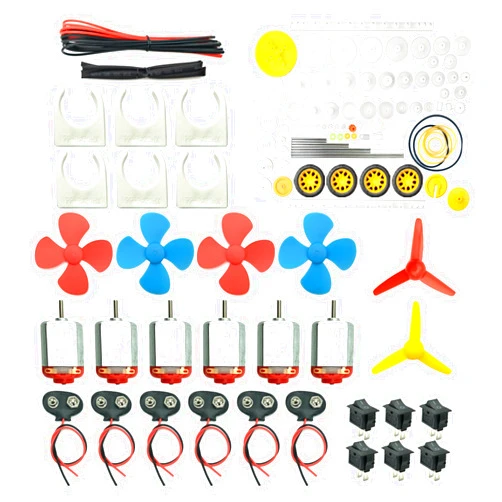 EUDAX 6 Set DC Motors Kit, Mini Electric Hobby Motor 3V -12V 25000 RPM Strong Magnetic with 86Pcs Plastic Gears, 9V Battery Clip Connector,Boat Rocker Switch,Shaft Propeller for DIY Science Projects