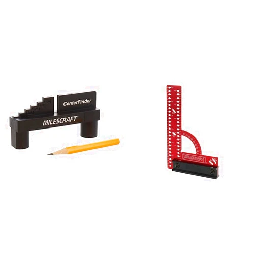 Milescraft 8408 Center Finder - Center Scriber and Offset Measuring & Marking Tool for Woodworking & 8409 MC-Square150 (Imperial) - Aluminum Framing and Woodworking Square, 1 Pack