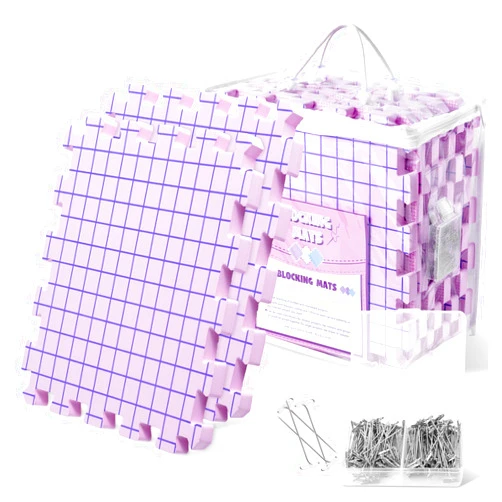 Anower Blocking Mats for Knitting, Extra Thick Crochet Blocking Mats for Crochet Projects, Blocking Mats Boards for Crochet Projects with 150 T-pins and Storage Bag for Knitting Supplies